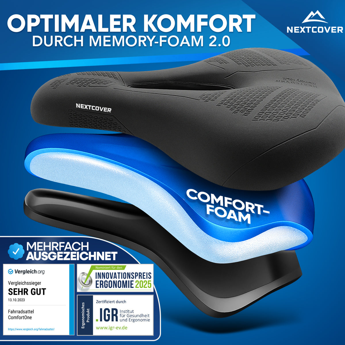 Fahrradsattel ComfortOne - Komfort dank Memory Foam 2.0